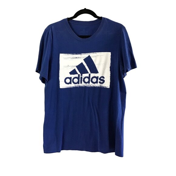 ADIDAS-MENS BLUE FRONT GRAPHIC CREW NECK SHORT SLEEVE T-SHIRT SIZE MEDIUM - Picture 1 of 6